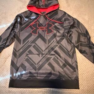 Under Armour Charcoal and Crimson Patterned Hoodie